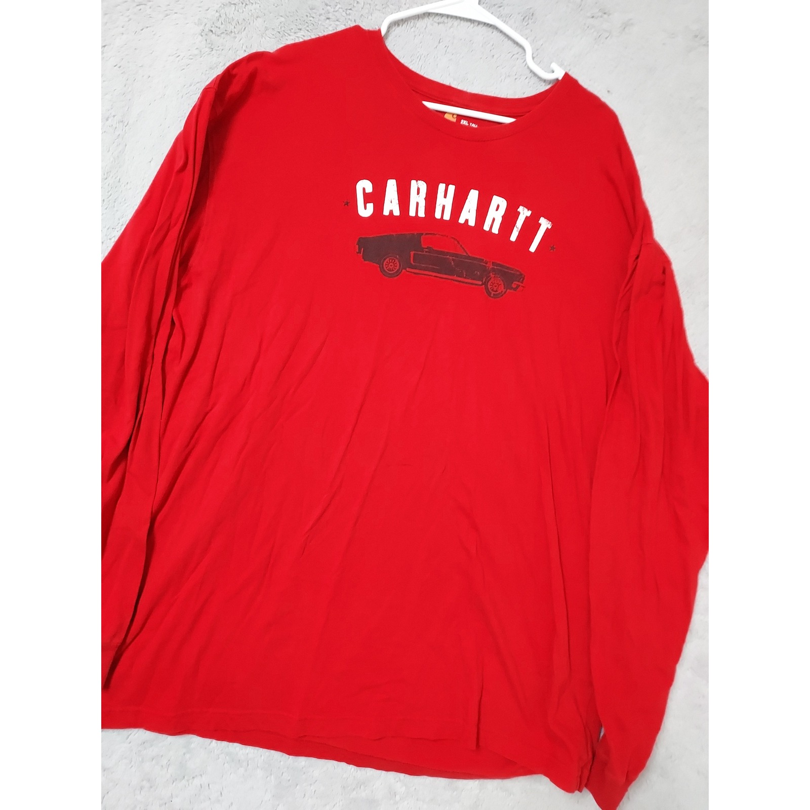 Carhartt Shirt Mens 2xl Tall 2xlt Graphic Muscle Car Long Sleeve Red Crew Neck
